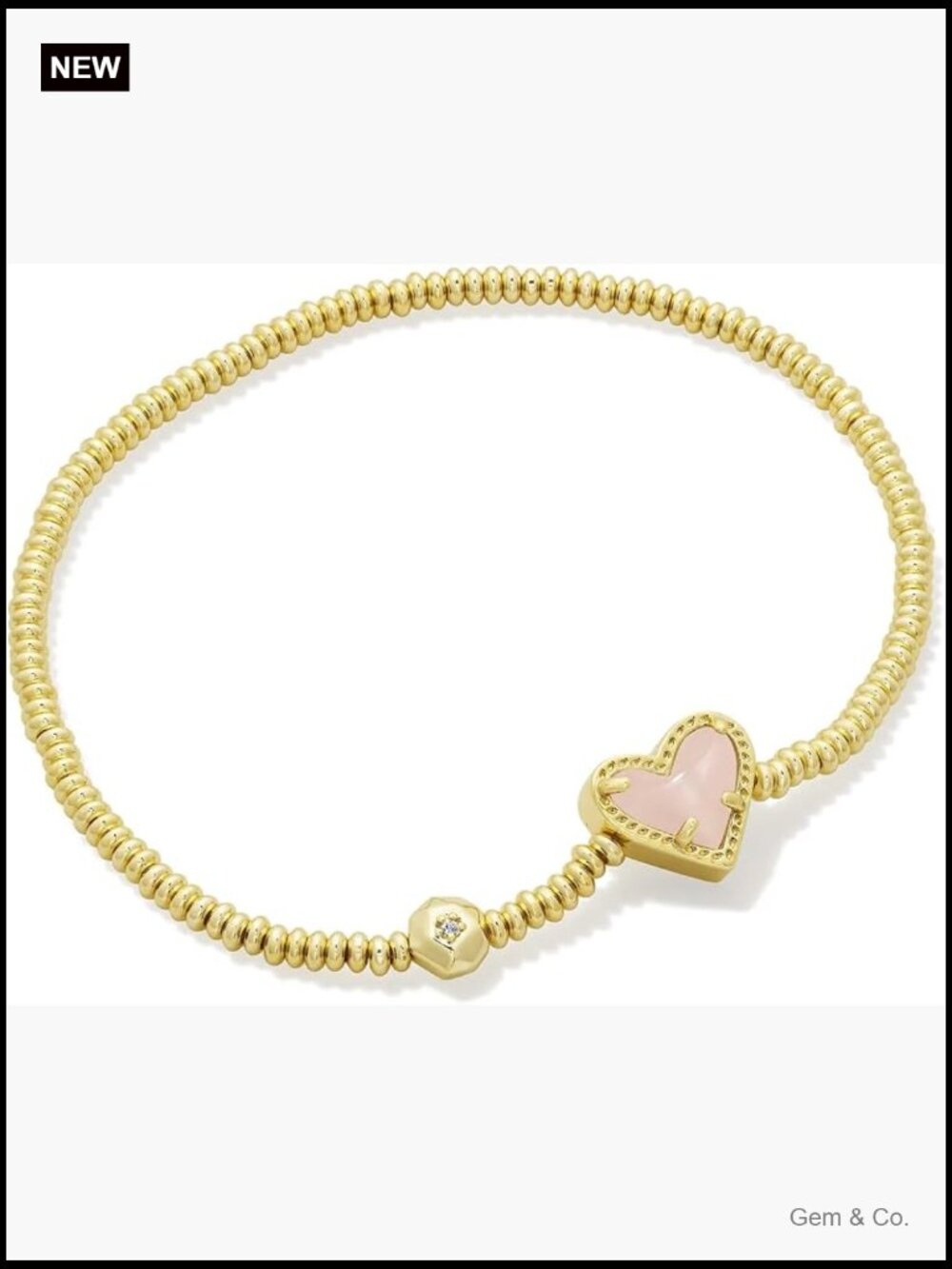 Kendra Scott Ari Heart Stretch Bracelet - Rose Quartz Gold